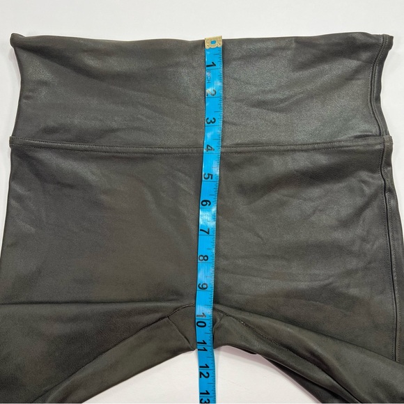 SPANX Faux Leather Shiny Shaping Leggings - dark olive green, L - Picture 10 of 13